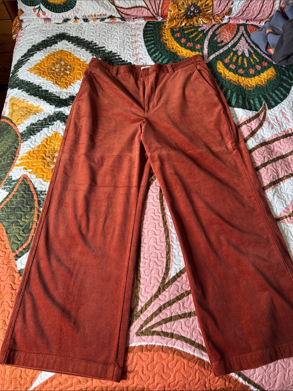 Uniqlo Comptoir Des Cotonniers Rust-Orange Corduroy Waistband Pants